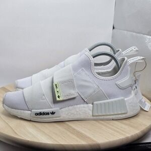 Women's Sz 7.5 -‎ Adidas NMD R1 Slip On Running Shoes Sneakers White Almost Lime